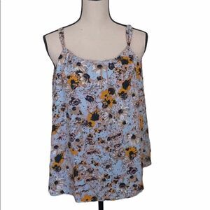 Wilfred Blue Floral Print Halter Tank Top Size M